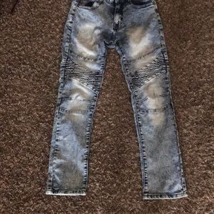 Rubbed blue jeans
